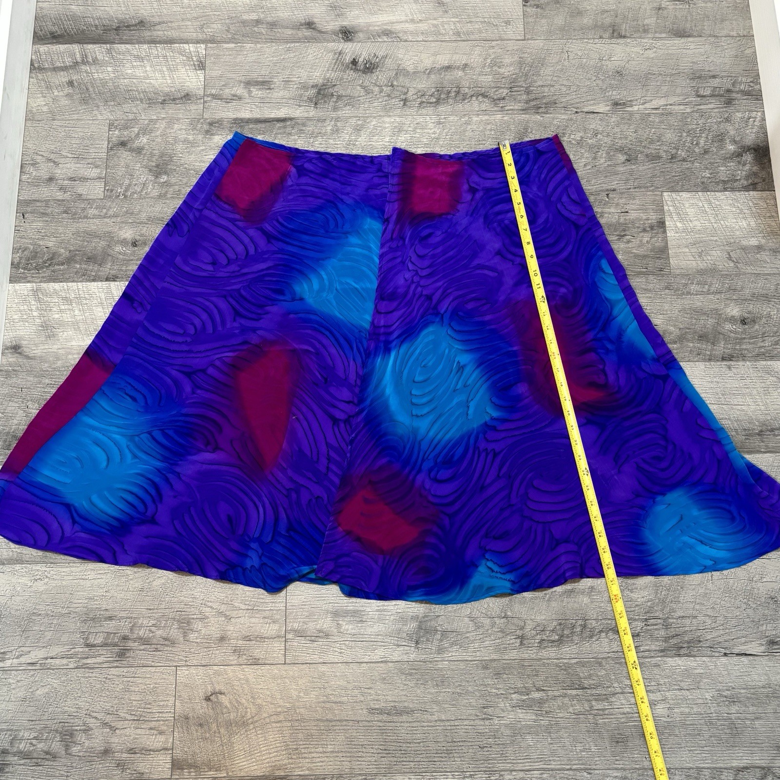 VTG Silk Jacquard Sarong Wrap Coverup Skirt Purple Blue Avant Garde Whimsigoth