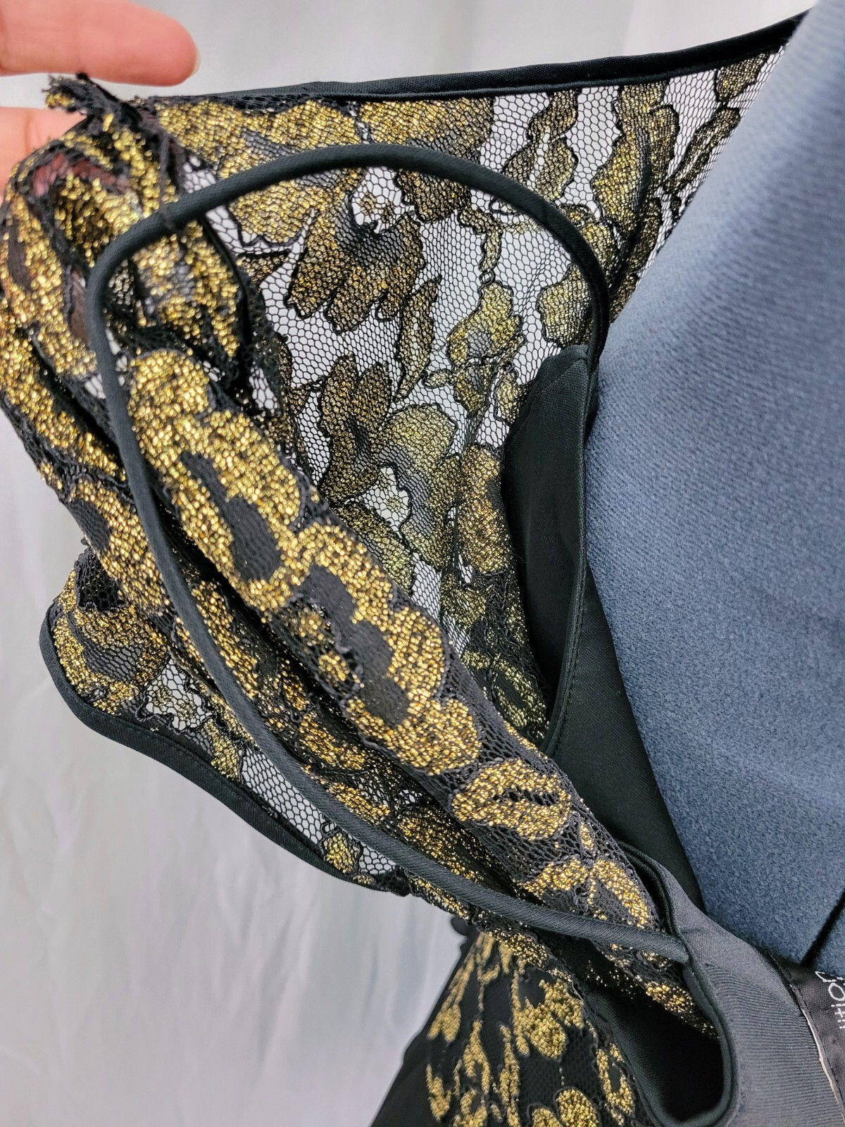 Vintage Late Edition Gold & Black Lace Bodice Dress w Tiered Skirt Size 10