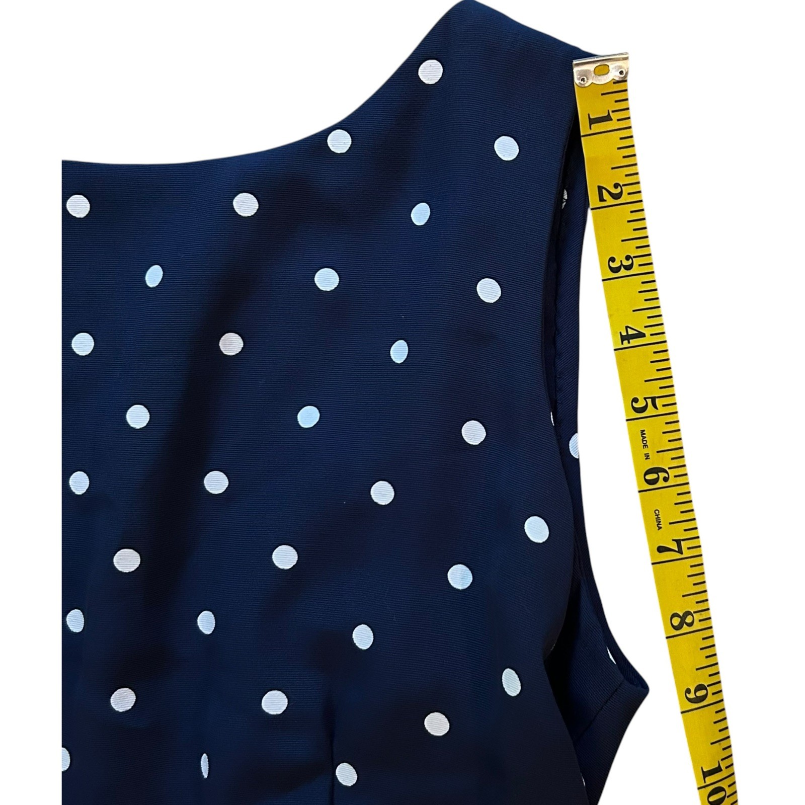 Vintage 1980s 1990s Polka Dot Dress Navy Blue Bow Lace Trussel Size XS or S