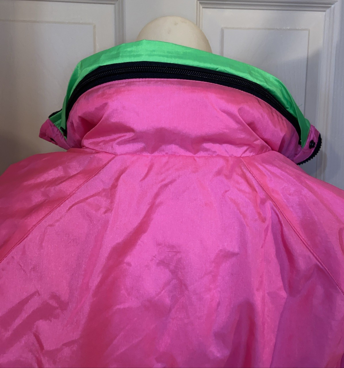 JACKET vintage 1980s 1990s colorblock windbreaker women sz S pink purple green