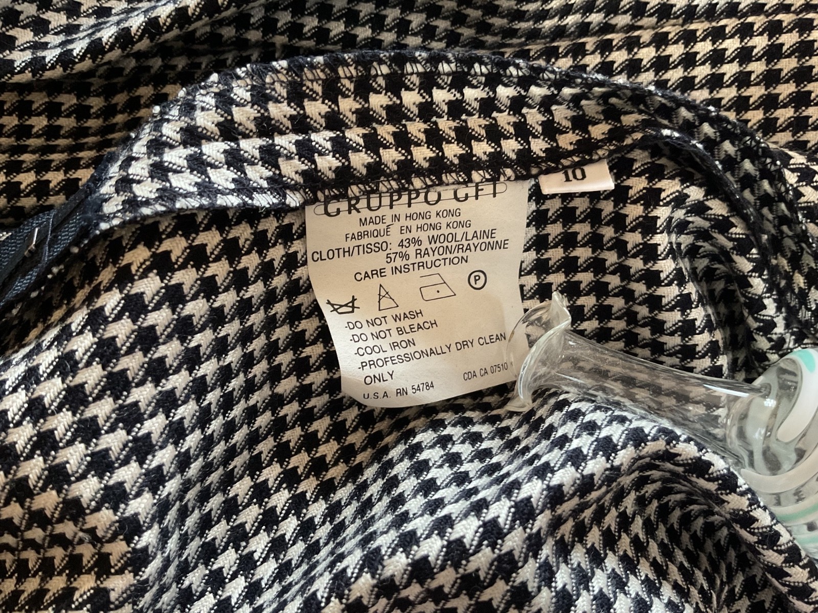 Vtg Ungaro Black White Houndstooth Wool & Rayon Skirt Size 44 / 10 Upscale Vibe!