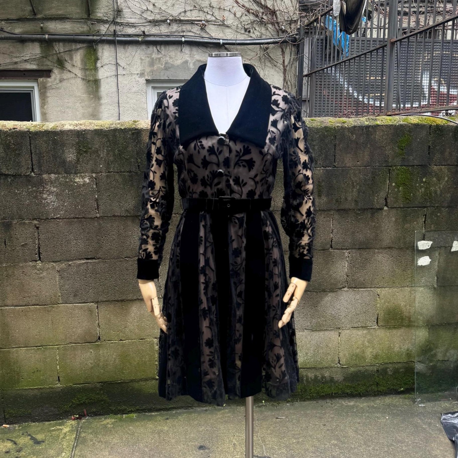 1980s Givenchy Couture Flocked Velvet Dress – RARE – 1940s Style