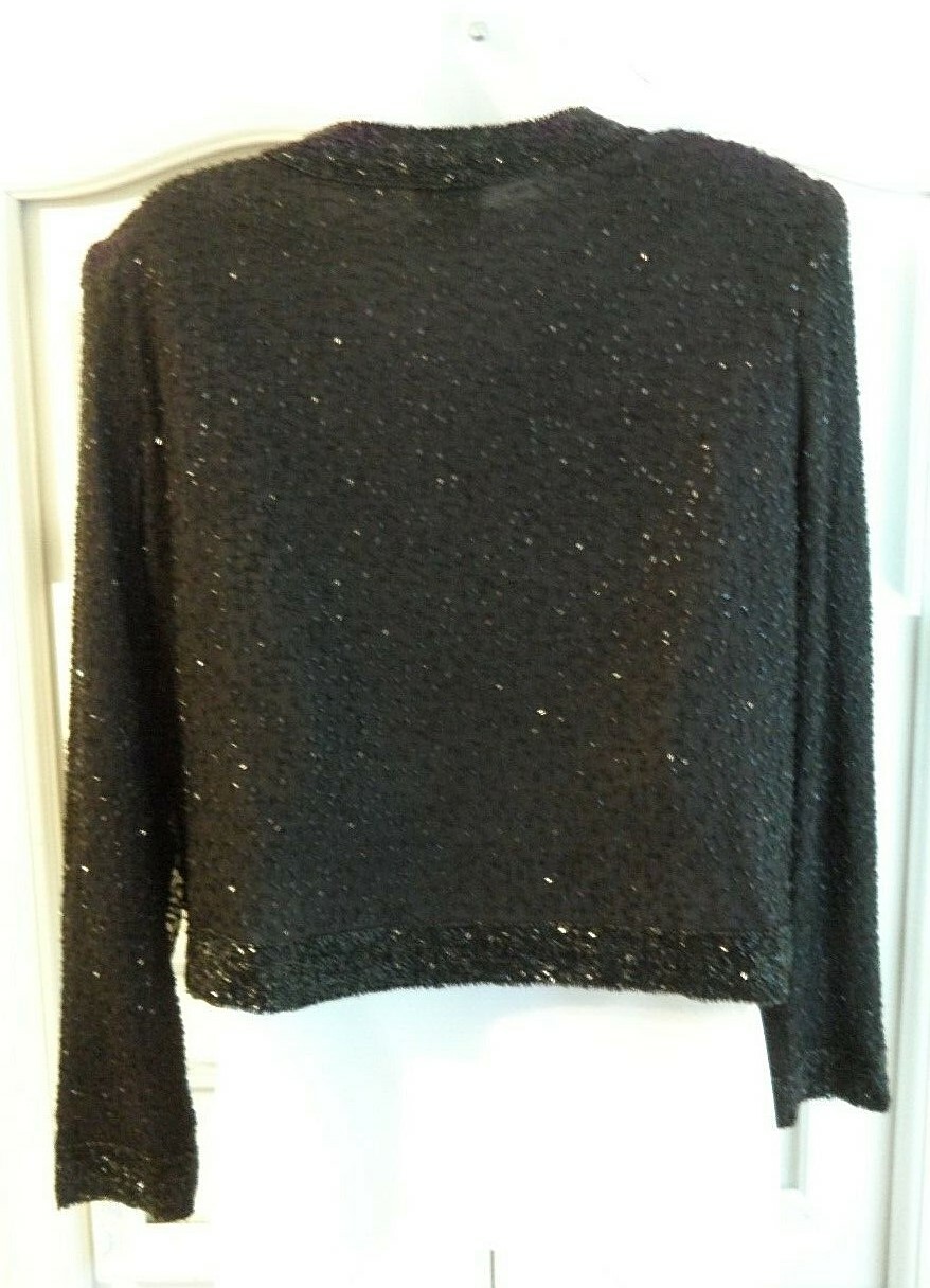 VINTAGE Stenay Beaded Evening Jacket Women’s L Large Black Silk Cocktail Festive