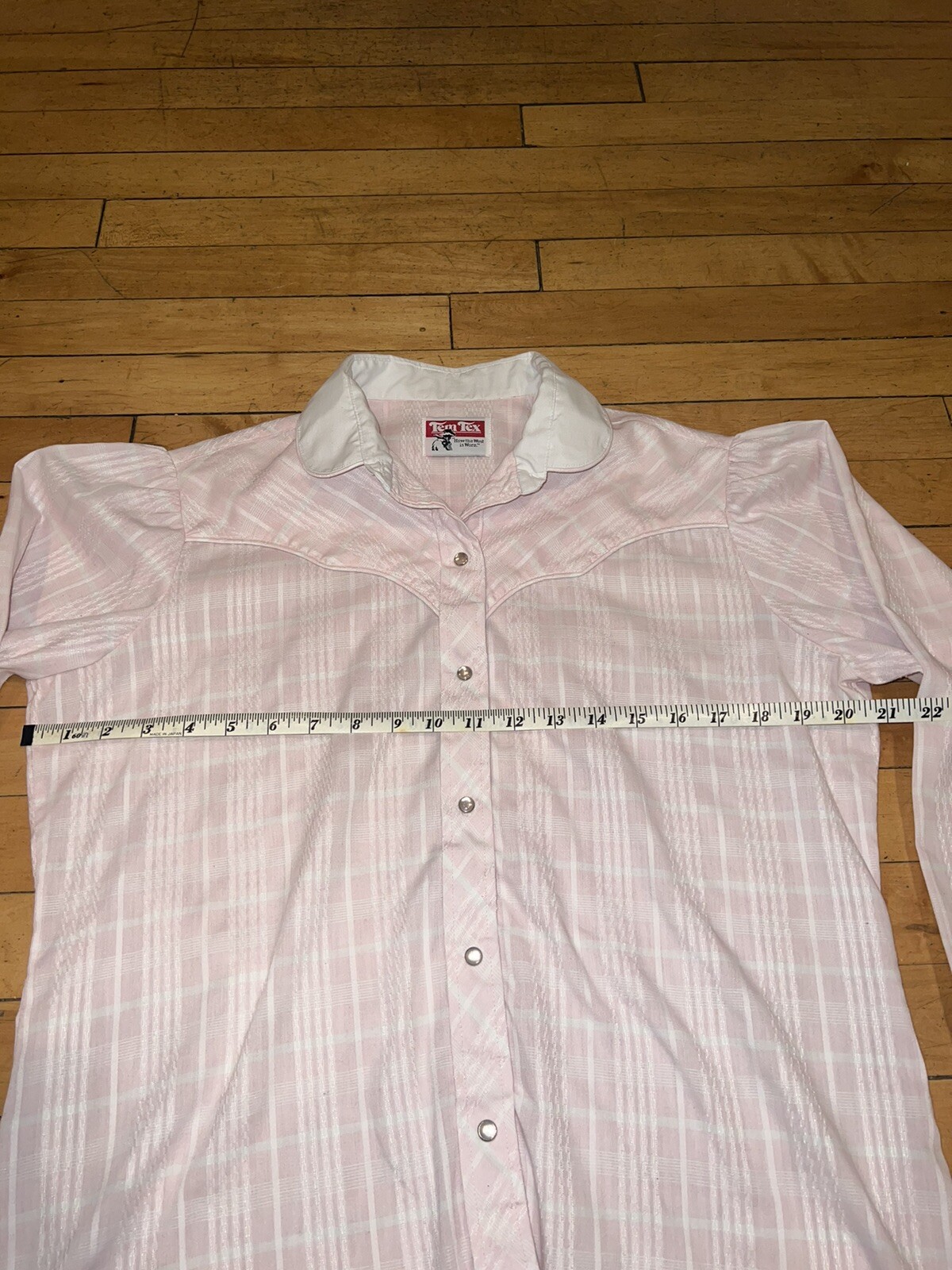 Vintage 70s Tem Tex Cowboy Pink Western Shirt Womens Pearl Snap Chain Pattern