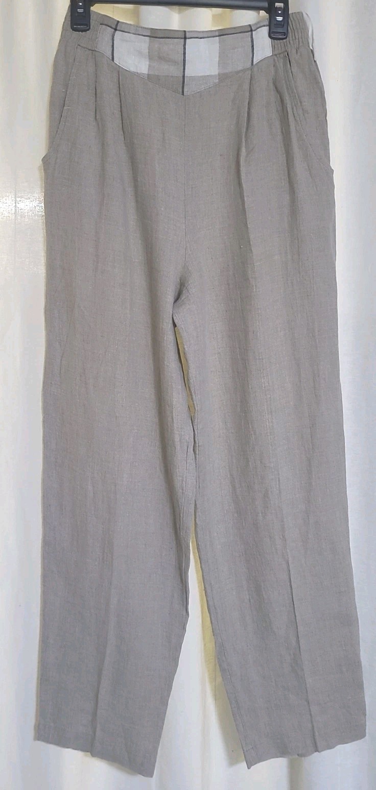 Vintage 80s Saint Germain Paris 100% Linen Waist Panel Dress Pants New Wave M