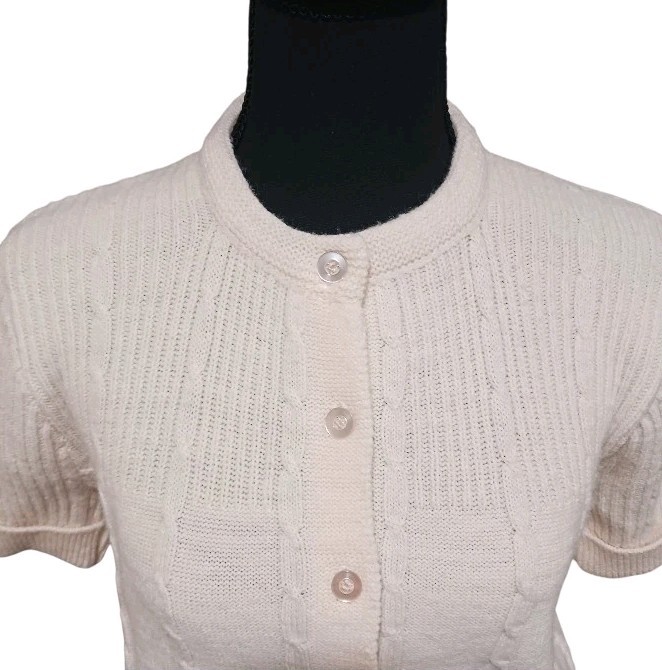 Bradley Vintage 60s Secretary Cardigan Sweater Cream Babydoll