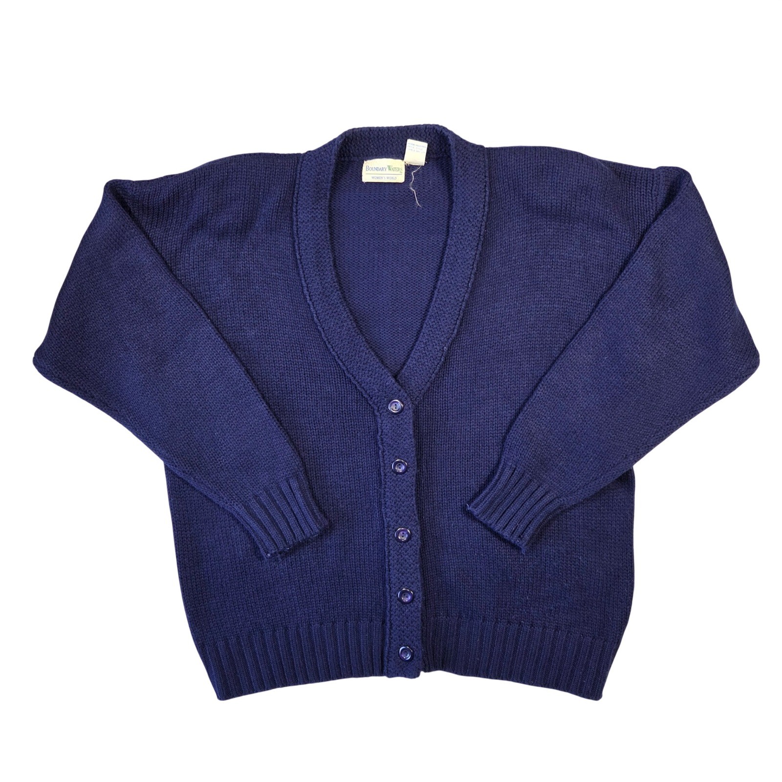 Boundary Waters Vintage Button Front Cardigan Sweater Plus 2X 100% Acrylic Retro