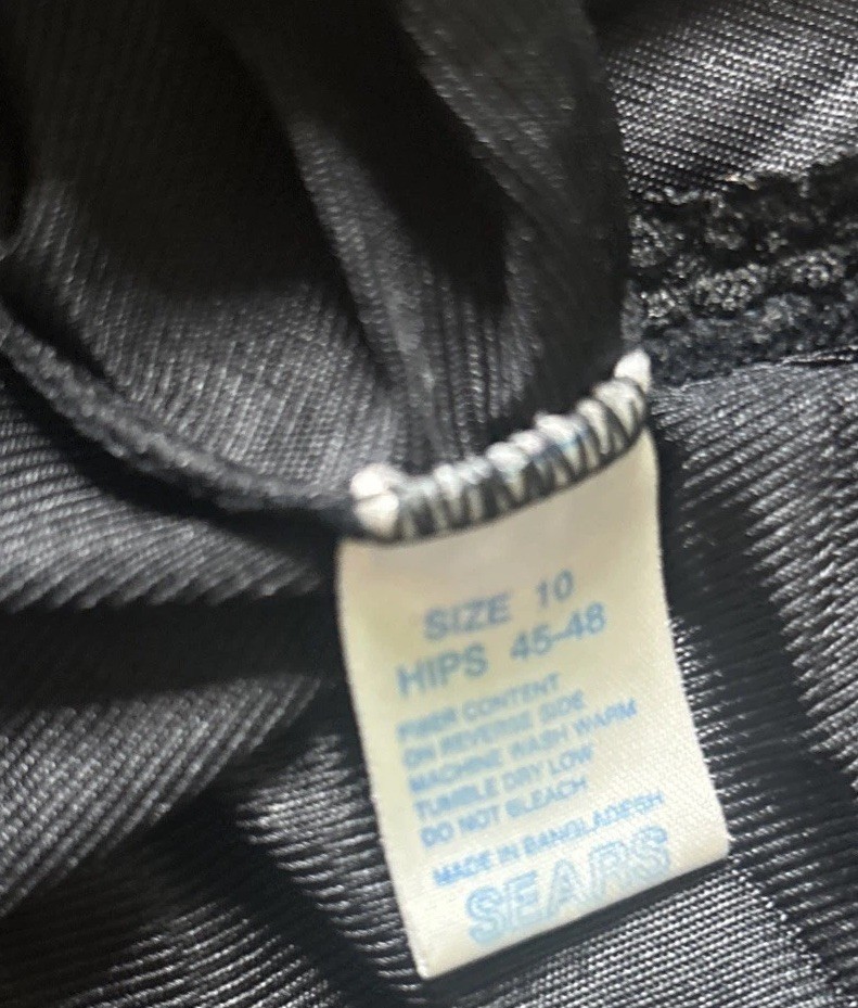 VTG Sears Second Skin Granny Panties Sissy Brief Sz 10 Black Slippery Nylon Sexy
