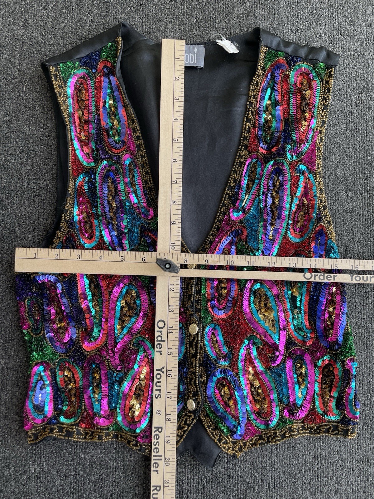 Vintage Modi Colorful Rainbow Sequin Western Show Vest Size M (8-10)
