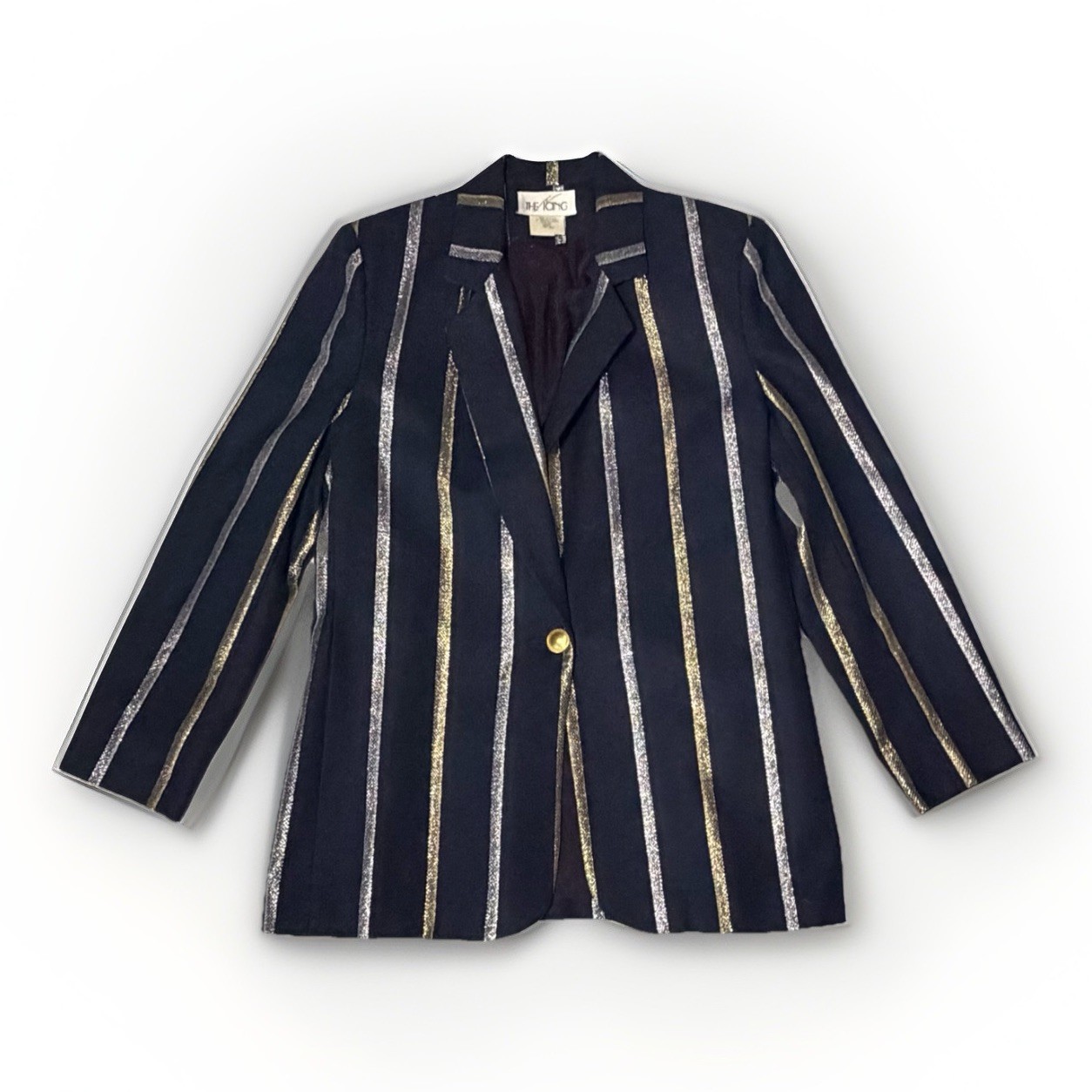 Vintage 90’s Icing Womens Blazer Blue Metallic Gold Silver Stripes Size Small