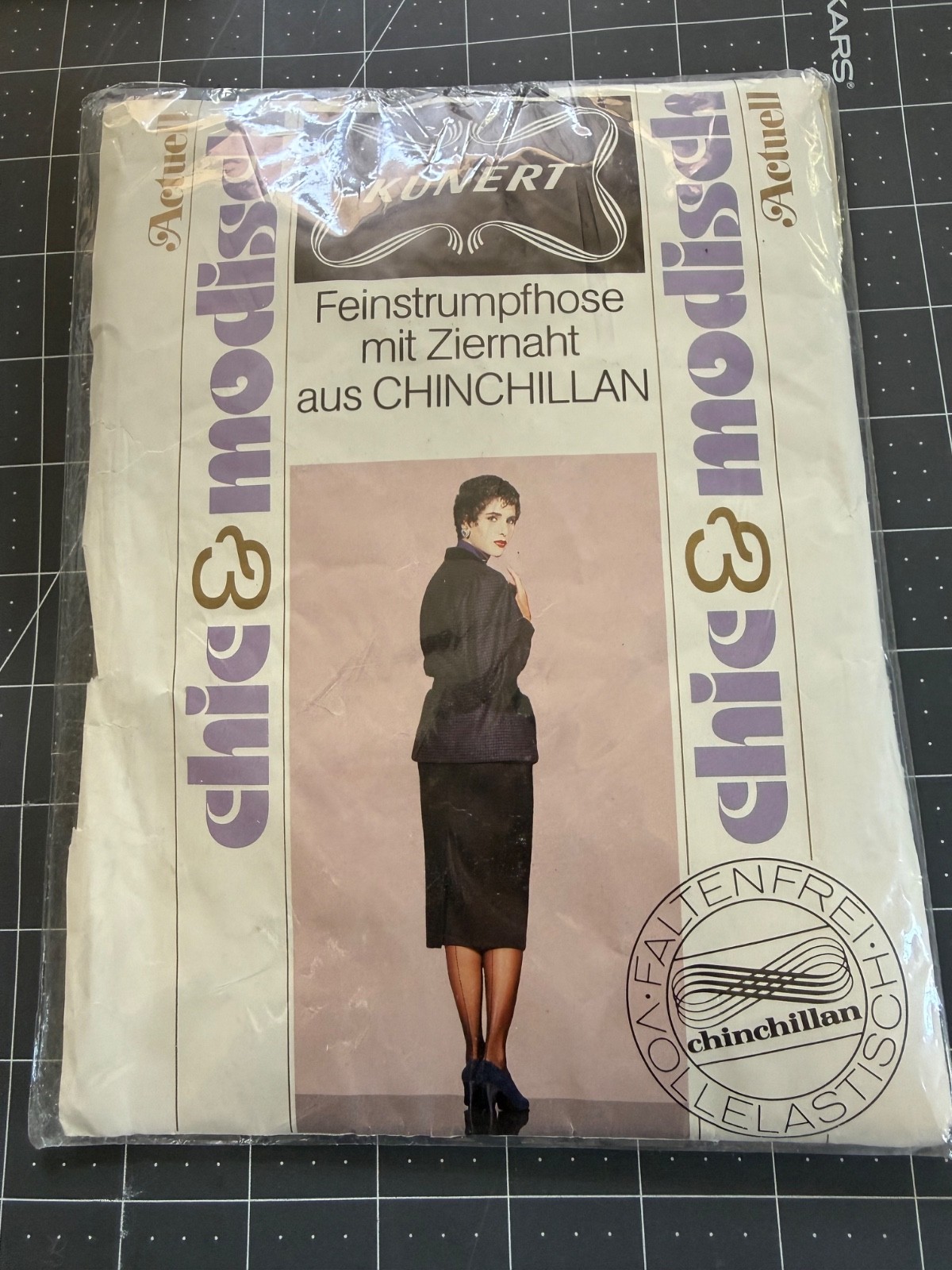 Vintage Kunert West Germany Rhinestone Seam Pantyhose Black Nylons Size 42 -44