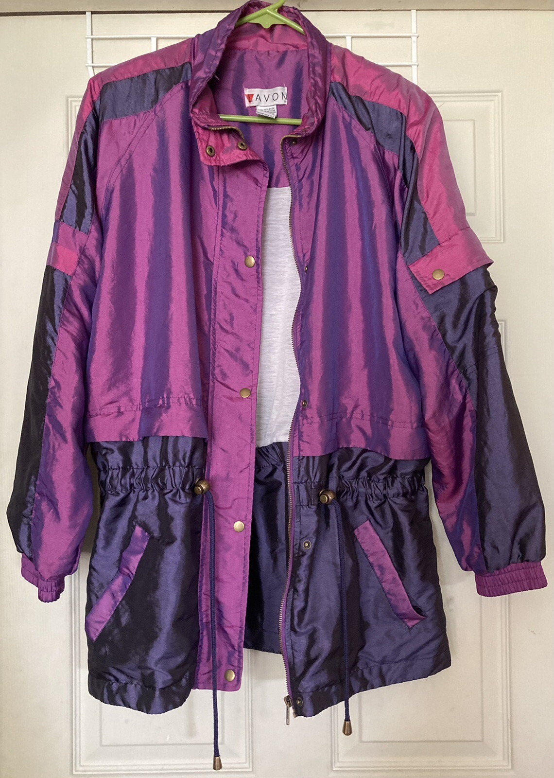 Vintage Y2K Women’s Jacket Large Iridescent Purple Drawstring Lavon Holiday ‘98
