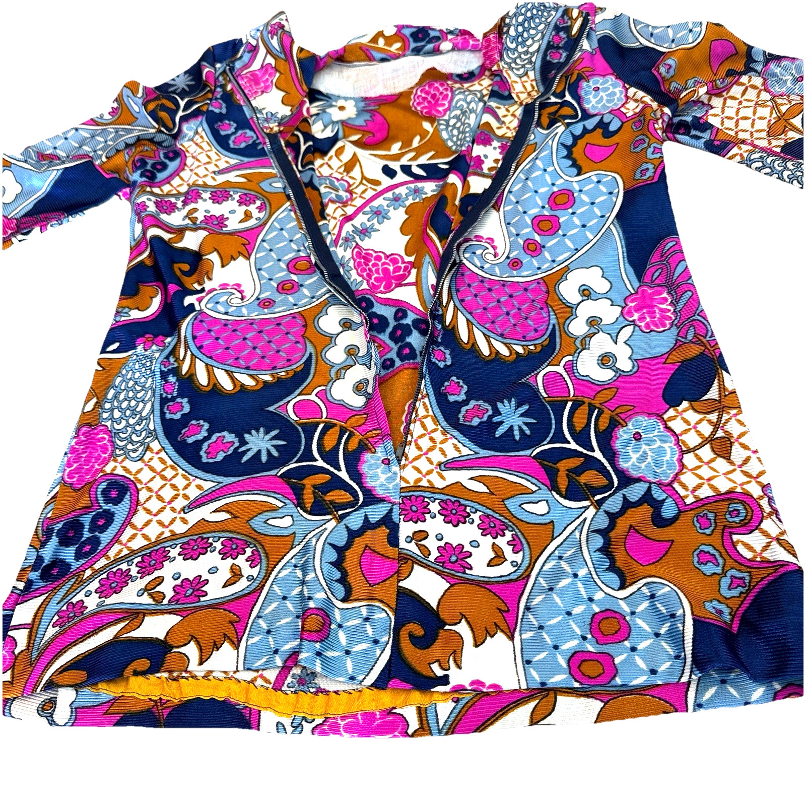Vintage Wave Print Blouse 1960 Psychedelic Disco Retro Bold Statement Top Women