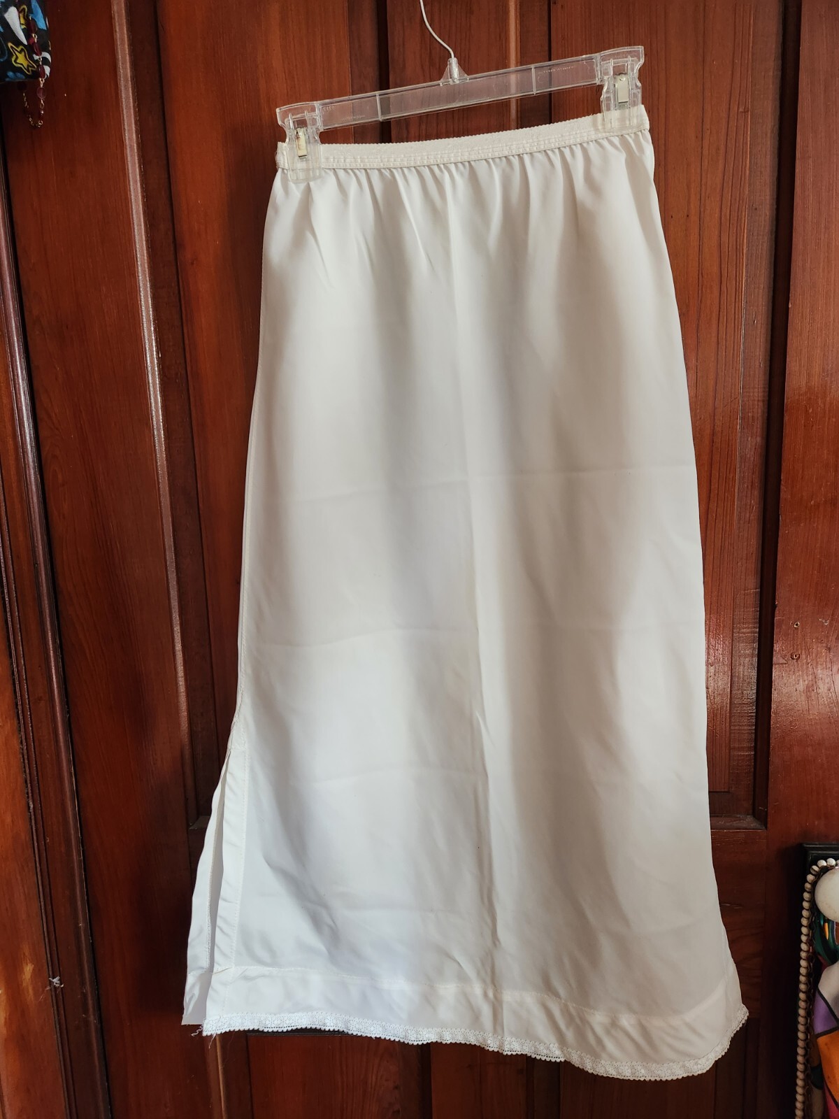Vintage Dutchmaid Long Nylon Slip Womens White Side Slit Lingerie