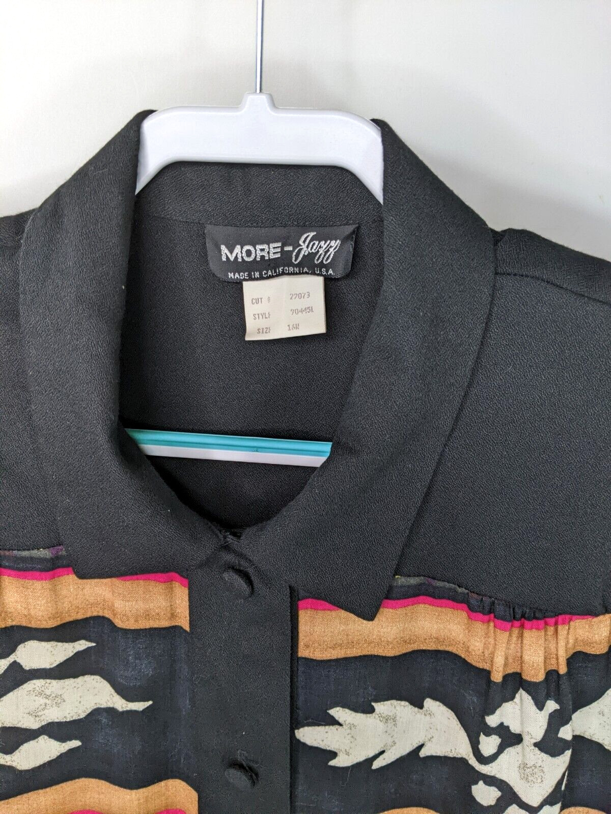 Vintage 90s Floral Blouse Black Pink Stained Glass Look Black Brown Womens L XL