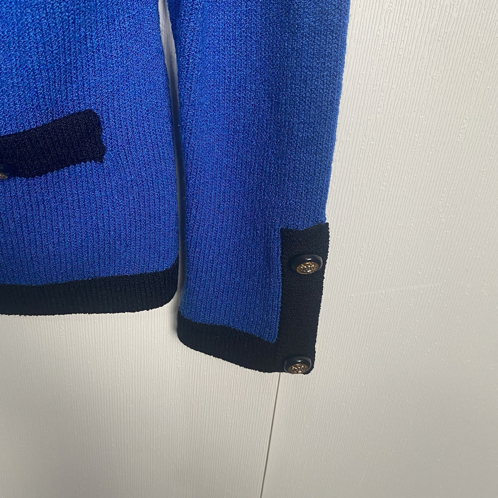 Pat Sandler for Wellmore Saks Fifth Avenue VTG Blue Knit Sweater Jacket Size 14