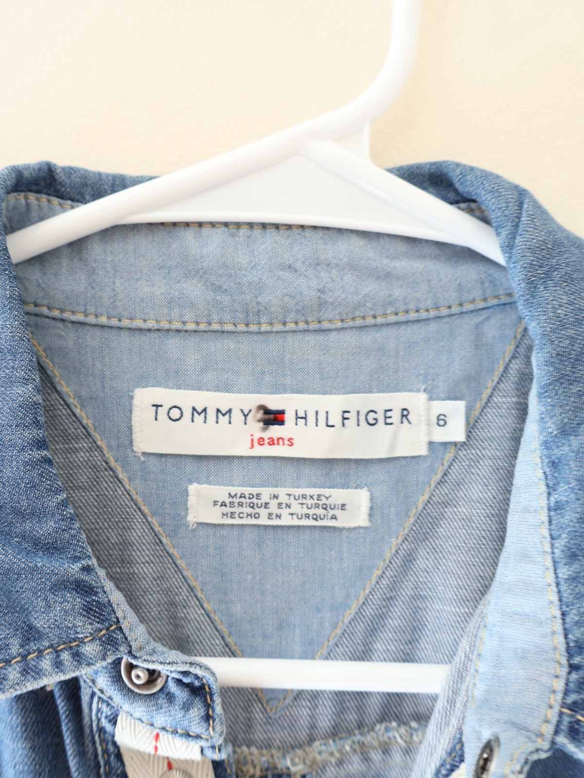Vintage Tommy Hilfiger 6 Button Denim Midi Dress Blue Y2K Retro Preppy Grunge