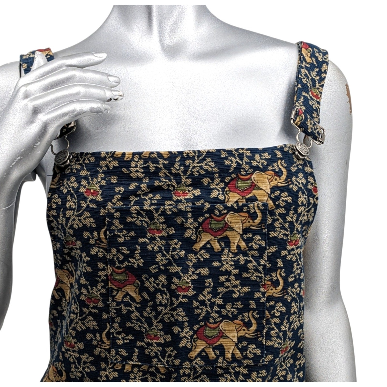 Deadstock NWT Vintage GARDEN GEAR Bib Overall Corduroy Jumper Dress Elephants LG