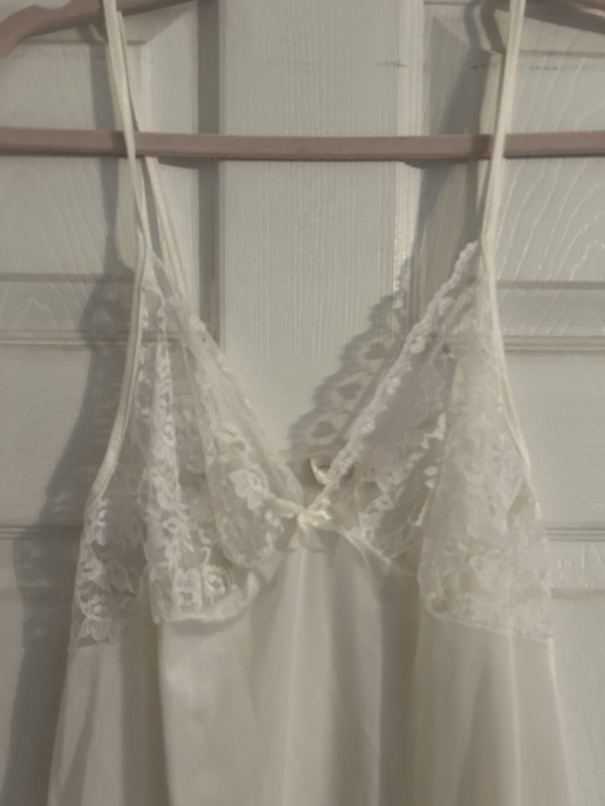 Vtg Cachet Nightgown Peignoir Women Large Nylon Sears Satin Chiffon Lace Bridal