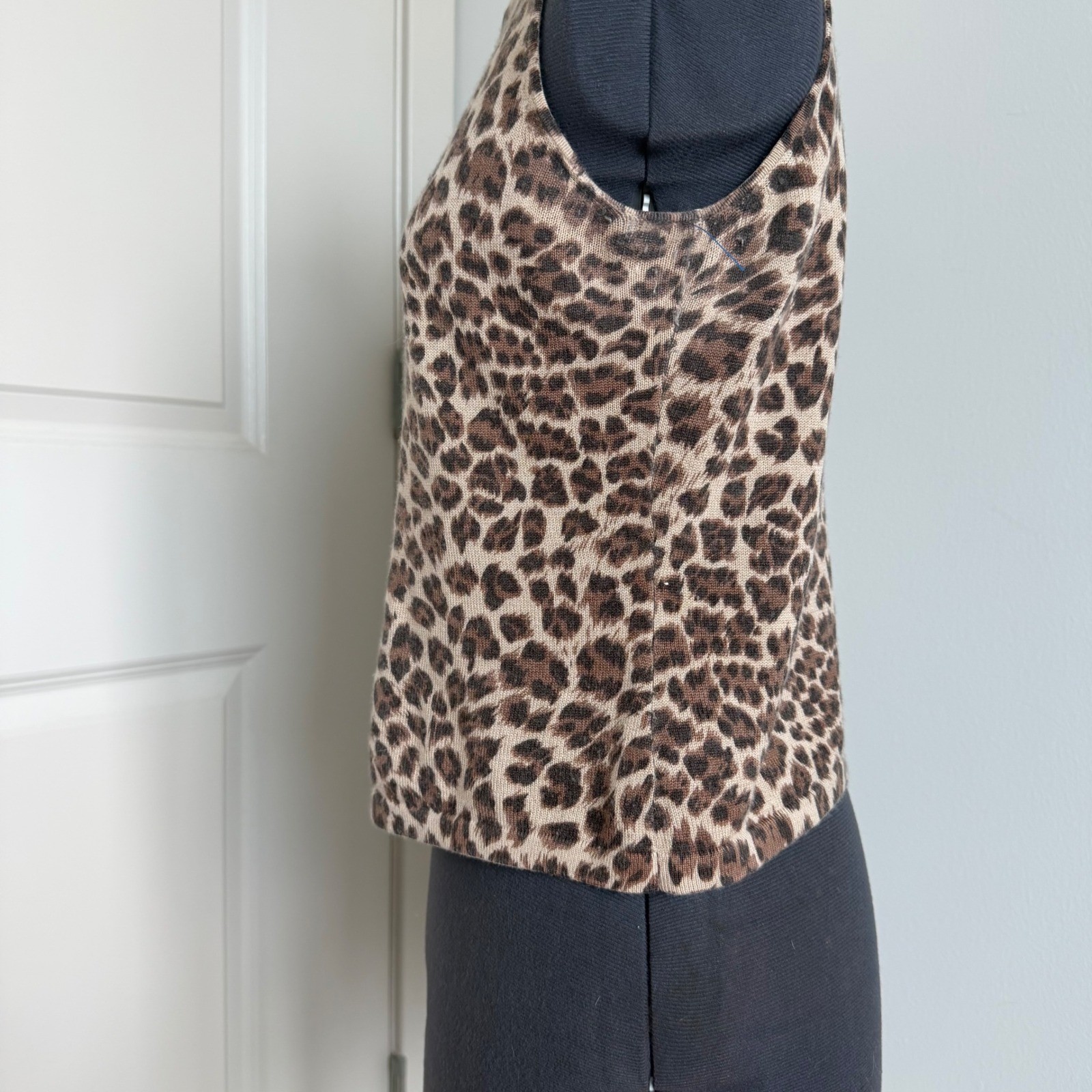 Vintage Talbots Leopard Print Silk Cashmere Blend Sleeveless Top