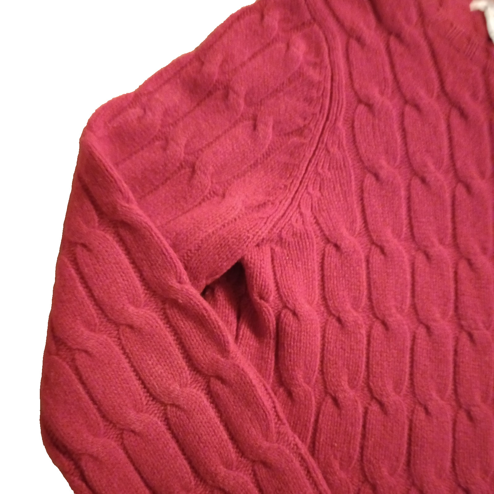 Vintage GAP Women’s M Lambs Wool Sweater EUC Cable Knit Cardigan Red Y2K BOHO