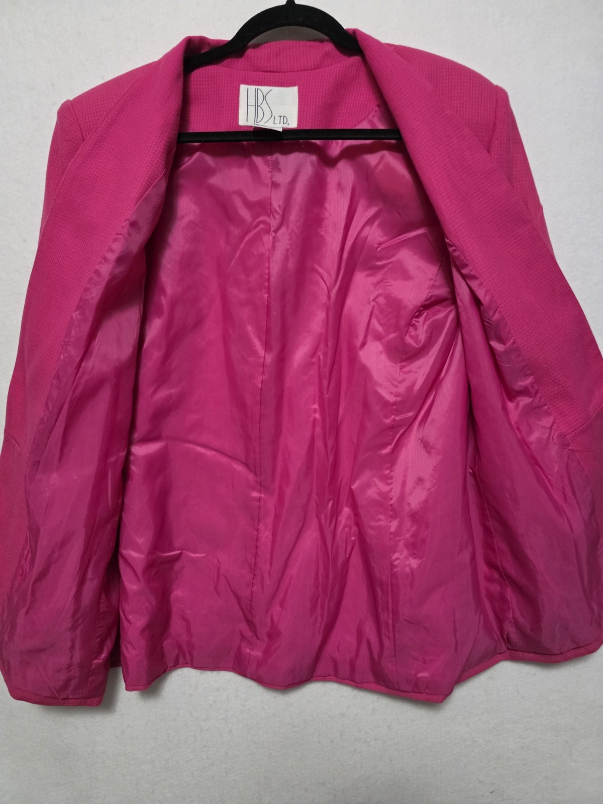 Vintage HBS Ltd. Hot Pink Blazer Womens Size 12 Career Jacket Shoulder Pads