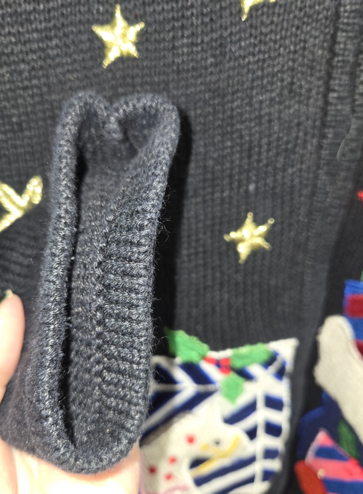 Vintage Women’s Hampshire Studio Blue Christmas Zip Sweater Presents Santa MED