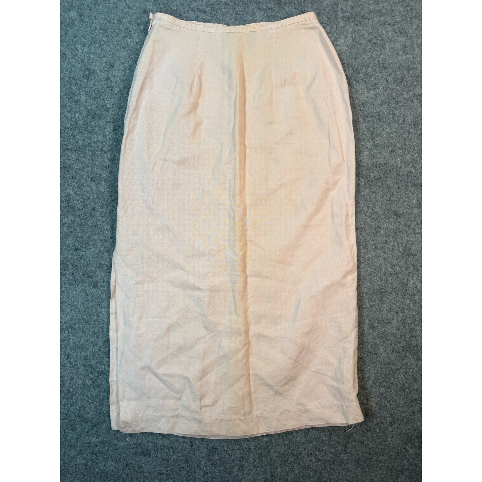 Adolfo Studio Vintage Pink Linen Blend Maxi Skirt Side Slit Petite 6 SK069