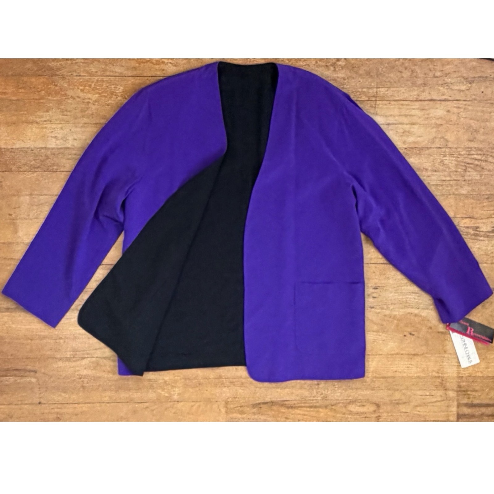 Vintage 3 Piece Outfit Set Size M/L 80s Purple Skirt Reversible Top & Jacket