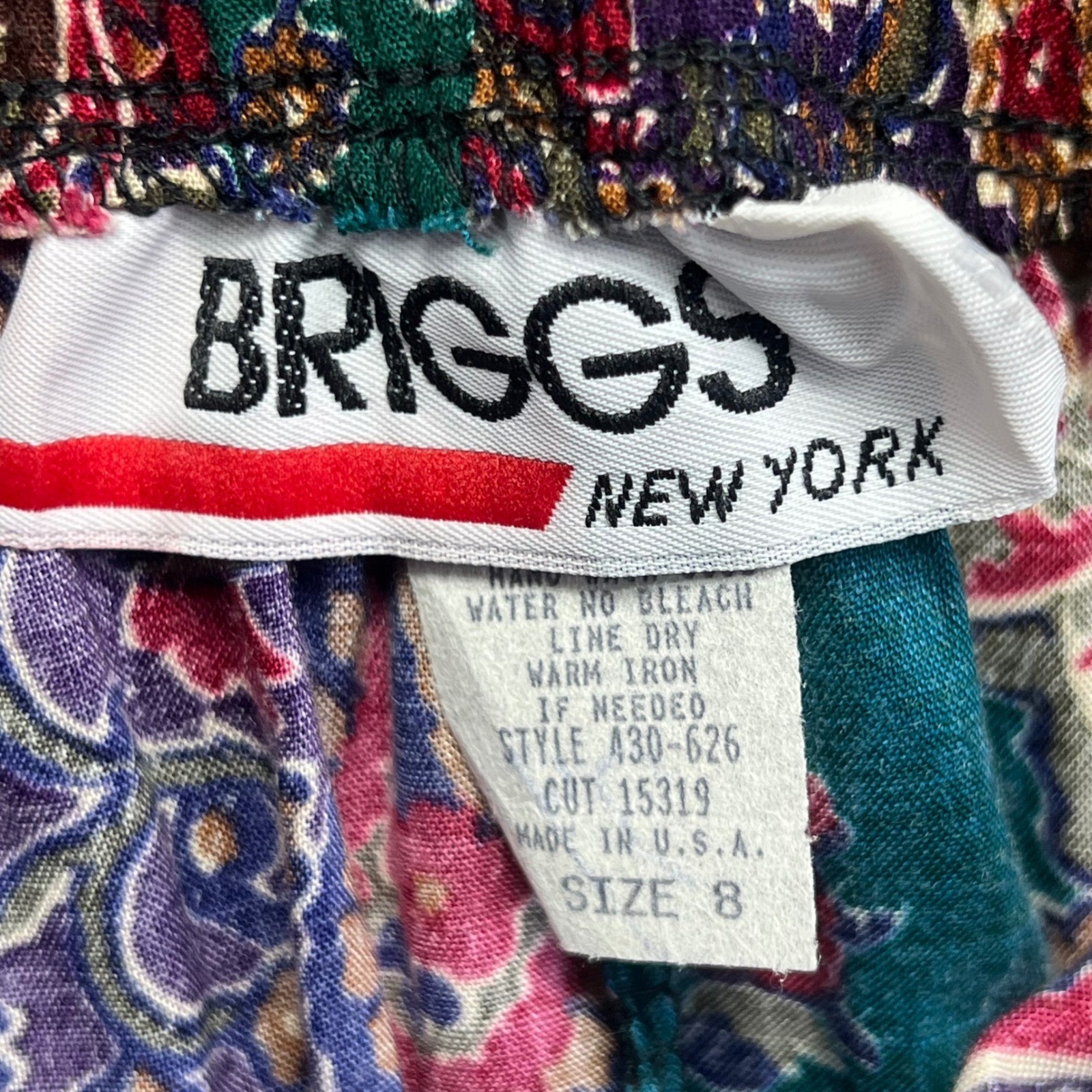 VINTAGE Briggs New York Skirt Size 8 Paisley Maxi Belted Pleated Rayon NWT