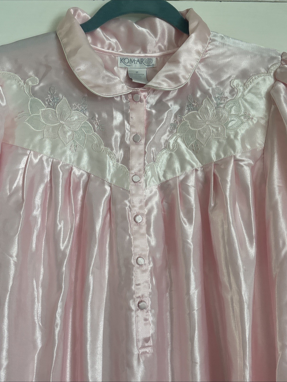 VINTAGE KOMAR Medium Long Nightgown Silky Nylon Pink New Original Tags