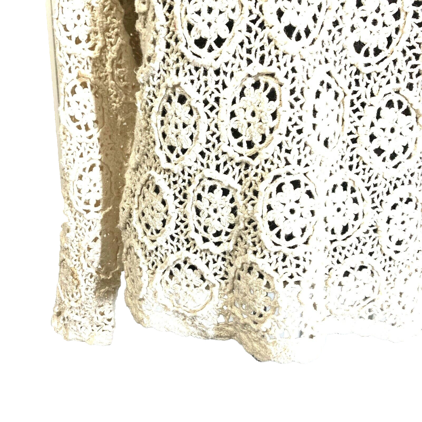 DAVID HOLLIS Women L Beige 55% Ramie/45% Cotton Embroidered Knit Dolman Sweater