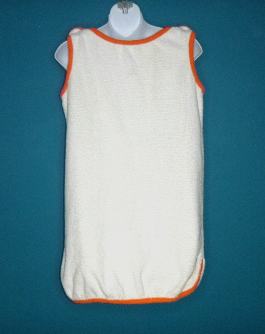 Vtg 60s Sherry of Miami Cotton Terry Sundress Beach Cover MOD Orange Tree Sz S