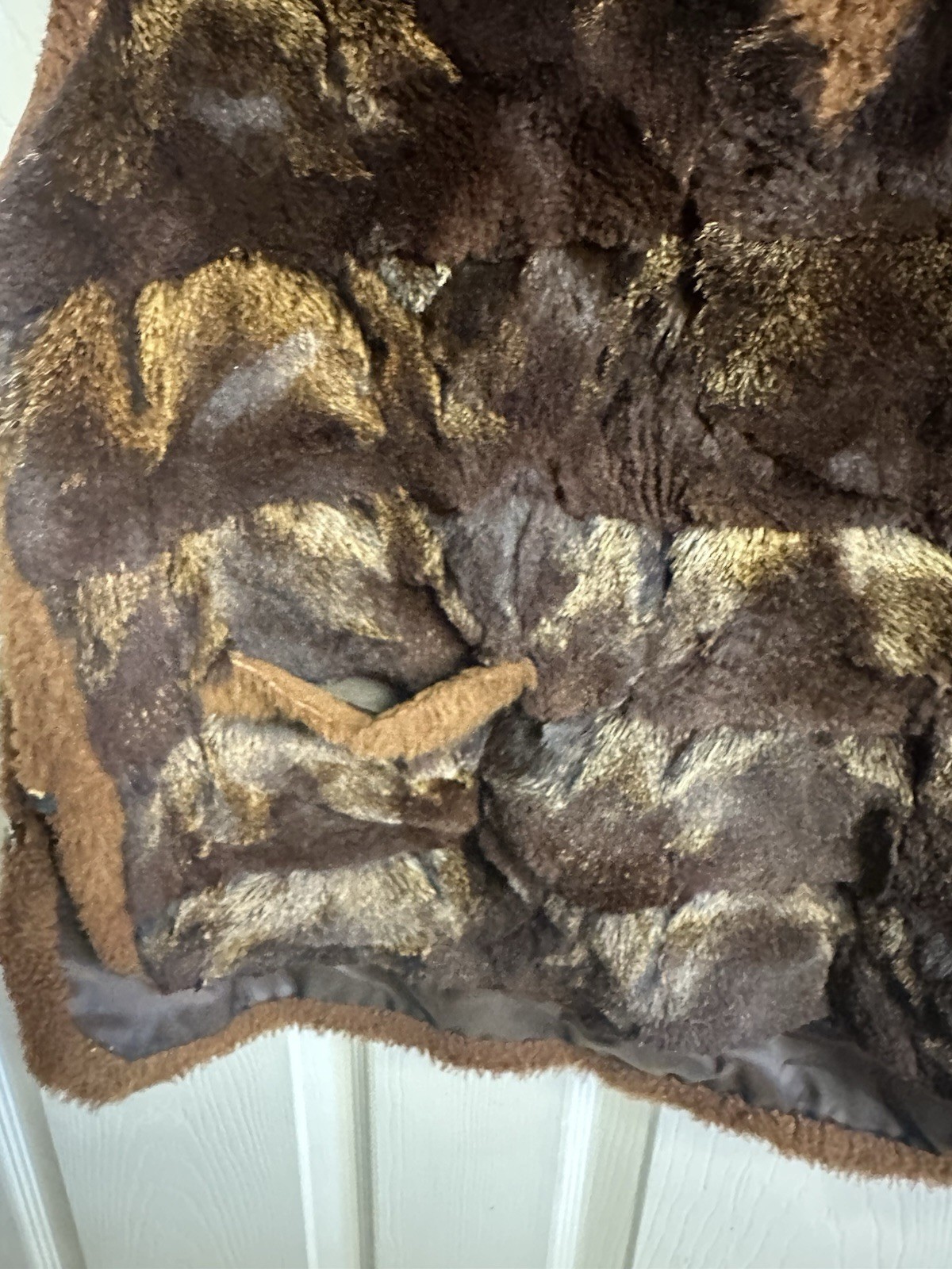 Vintage Autumn Haze Brand Emba Natural Brown Mink Fur Vest Pockets L/XL