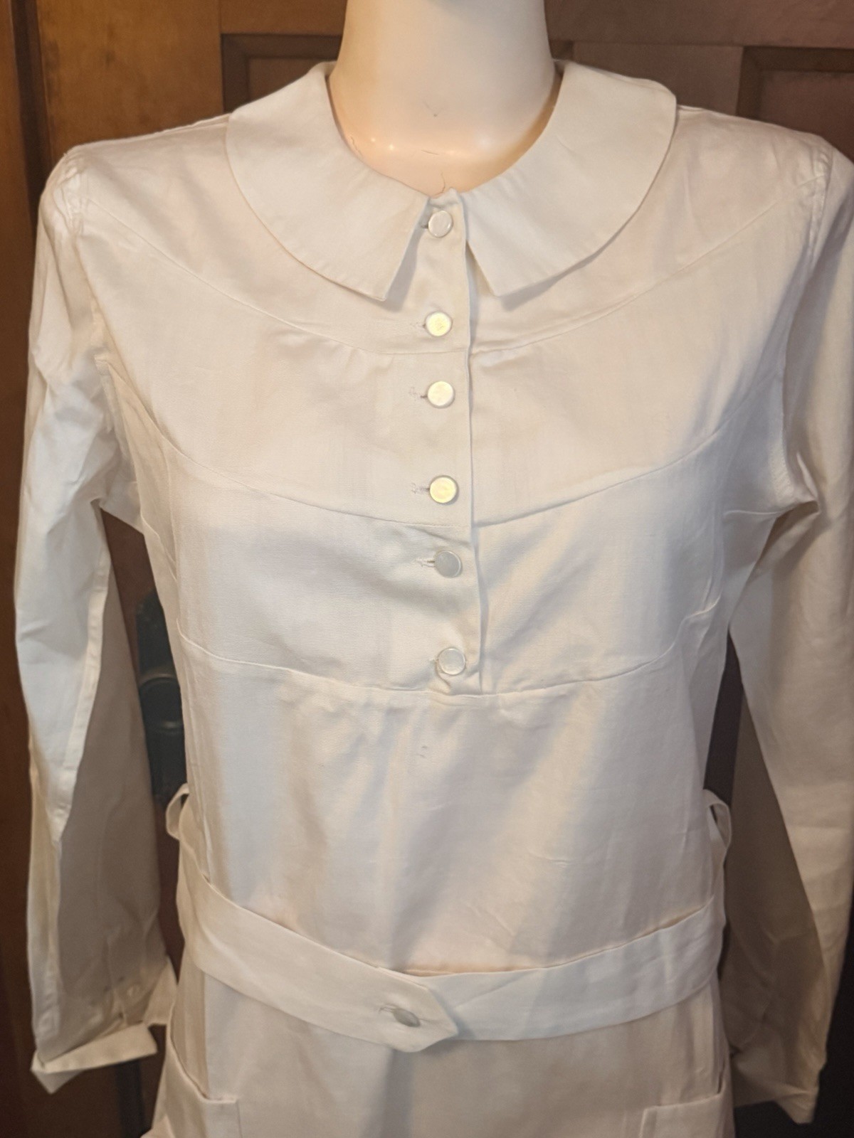Vintage 1920s Braemer Mandel Bros Nurse Uniform Dress Bachelor Buttons Unworn
