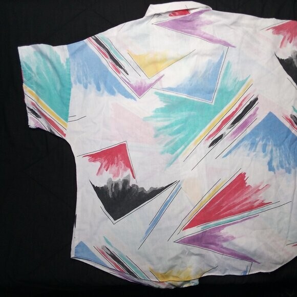 Vintage Touche L.A. Abstract Geometric Strokes Button Shirt Blouse