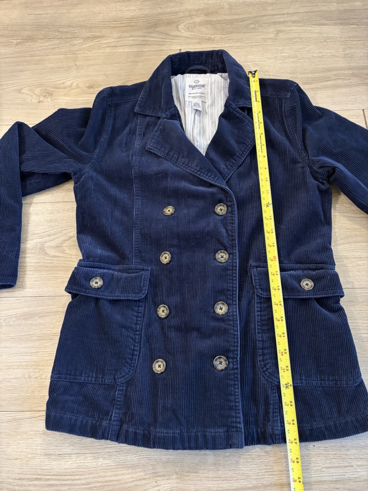 Vintage Double Breasted OshKosh Workwear Corduroy Jacket Women’s Navy Blue M