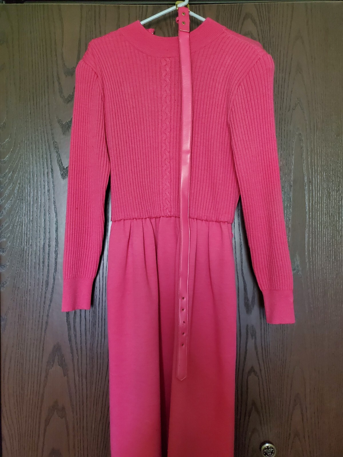 CIAO LTD Sweater Dress Knit Vintage Rose Pure New Wool Midi Hong Kong Sm/Med