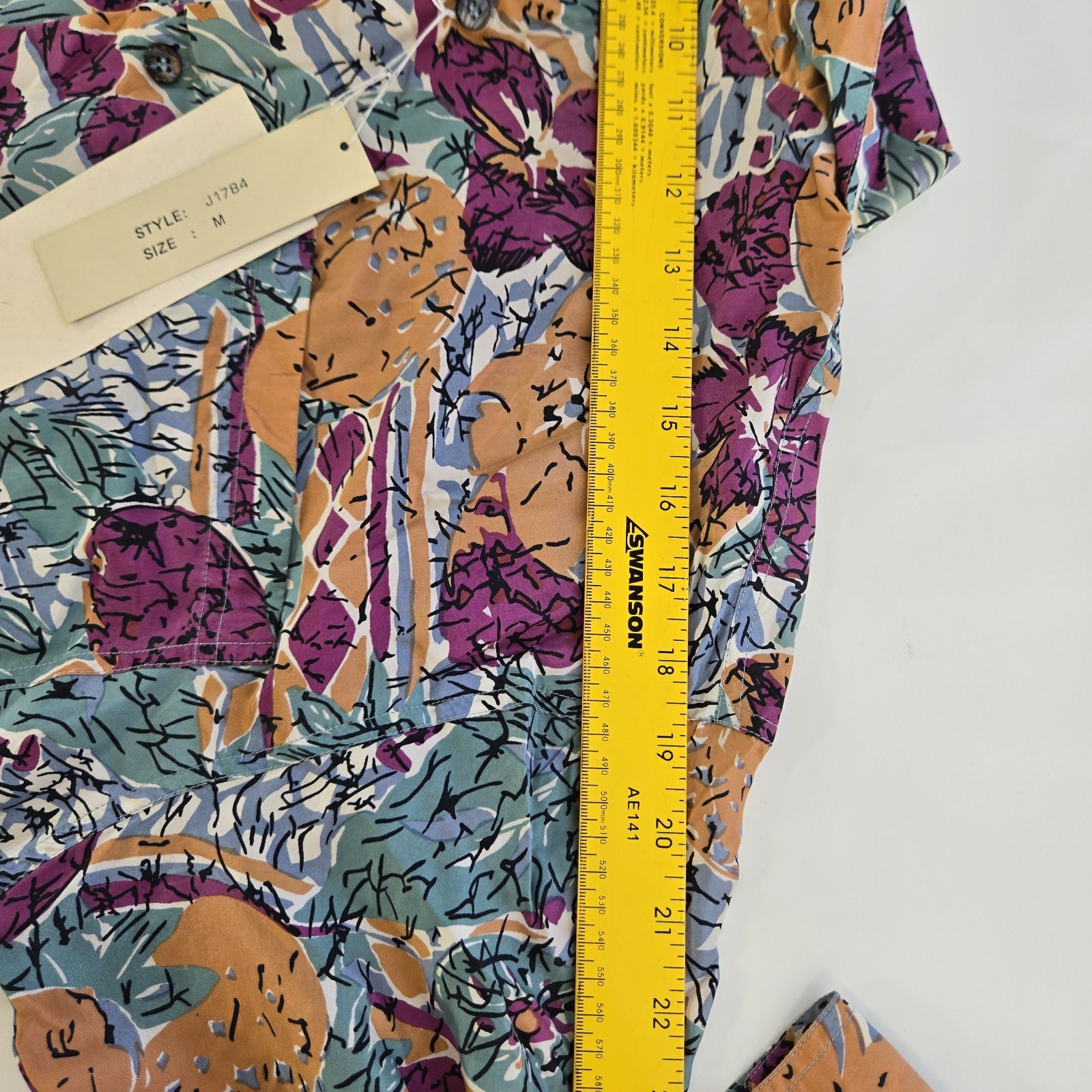 VTG 90s Dont Stop Washed Silk Shirt Blouse Abstract Floral Art to Wear M NWT
