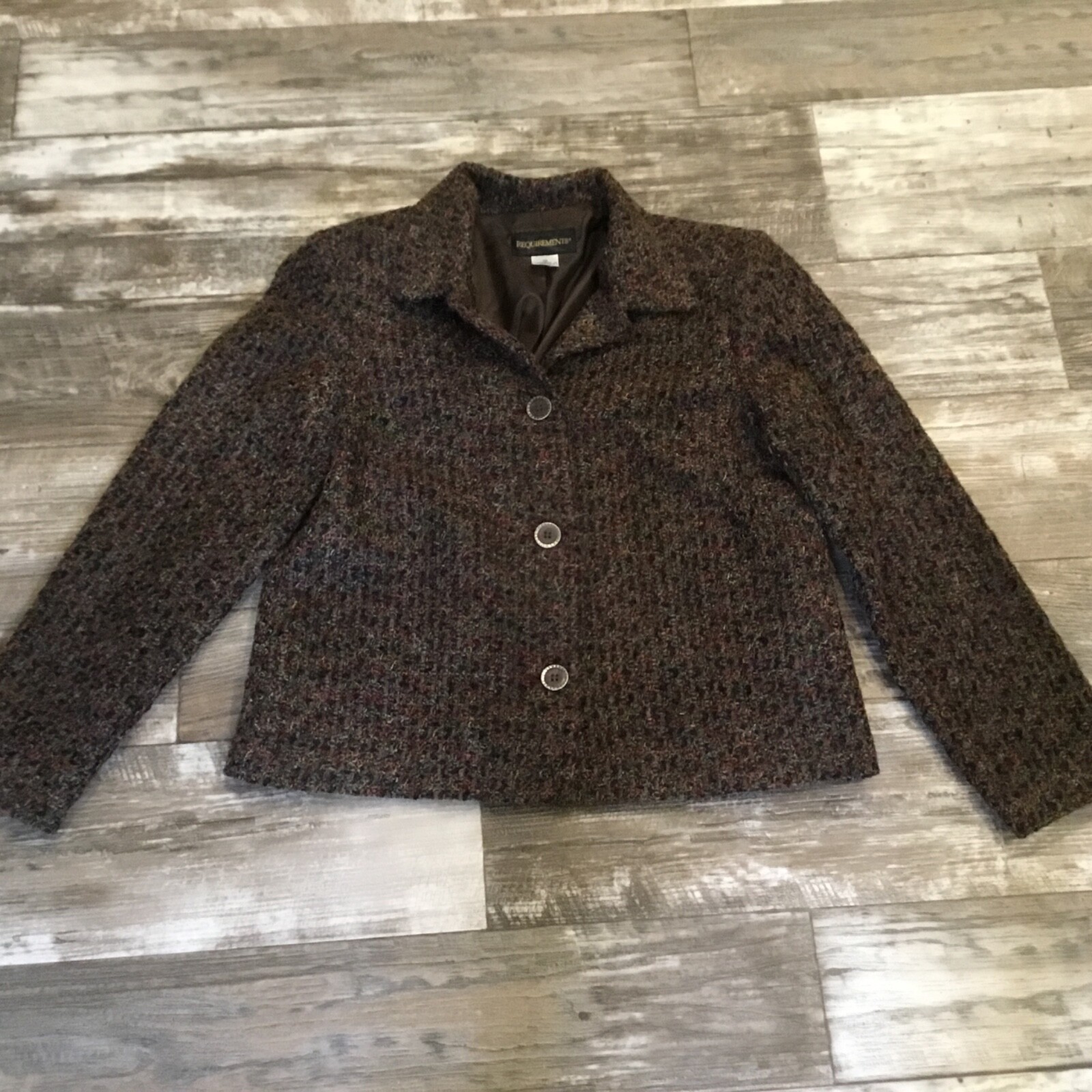 Tweed Blazer M Chocolate Brown Vibes Button Up Lined Dark Academia Androgynous
