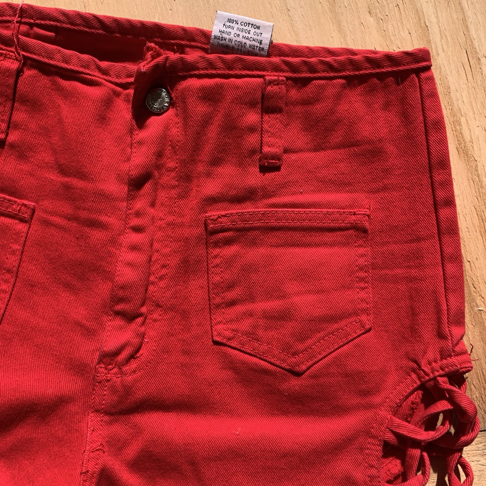 Vintage 80s 90s Tomato Red High End Jeans With Side Peep-hole Detail