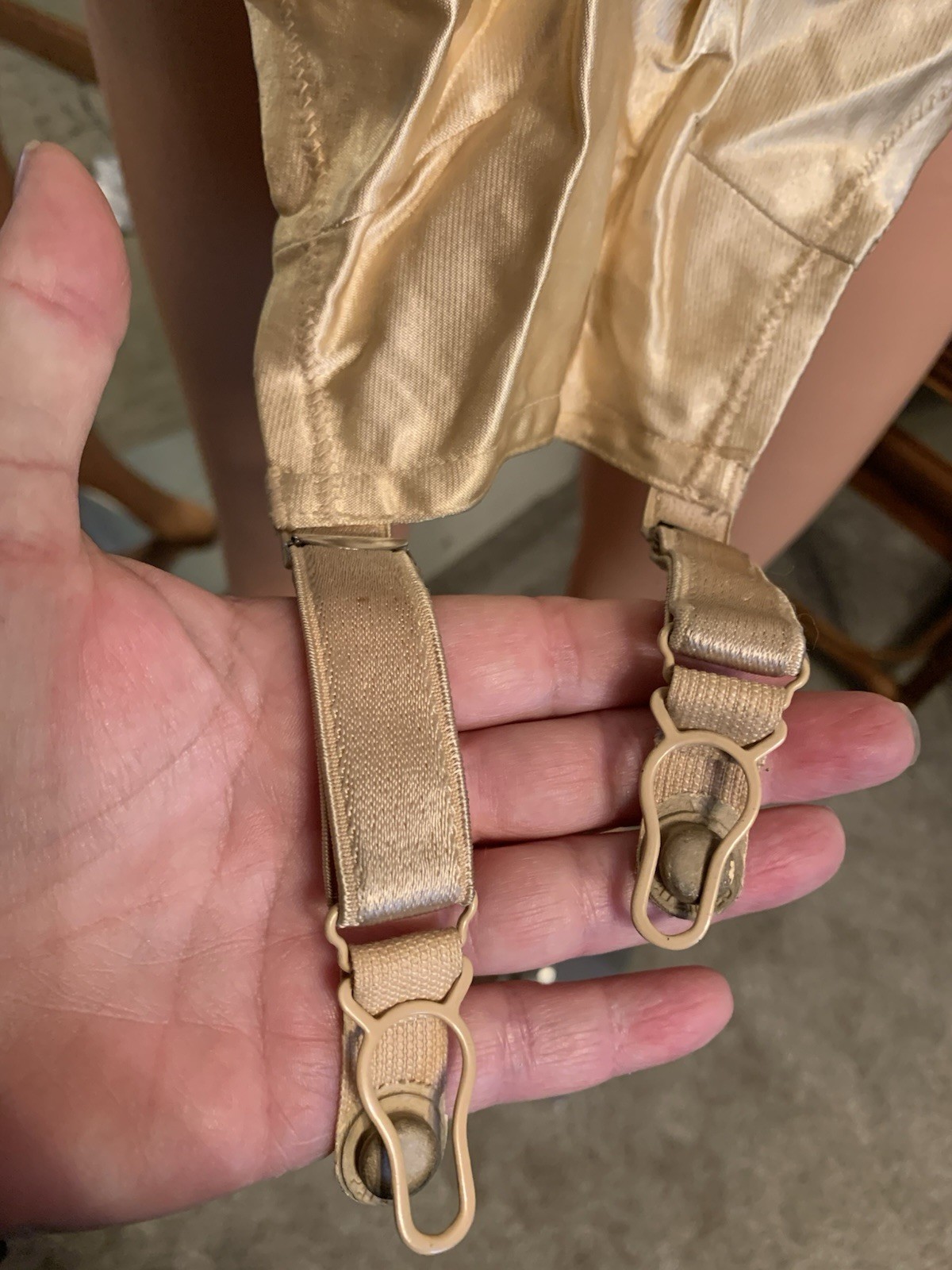 Vintage 1930s Peach Le Gant Corset Garters Pinup One-Way Stretch Y78 27
