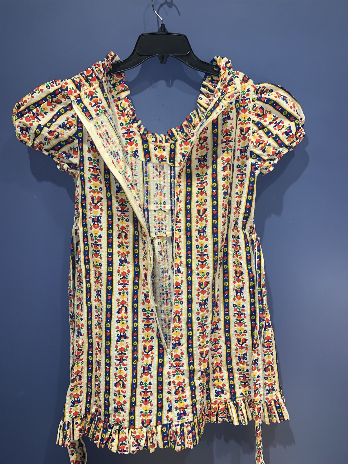 Rooster Horse Fair Isle Holland Print, Cottage Core Praire Dress