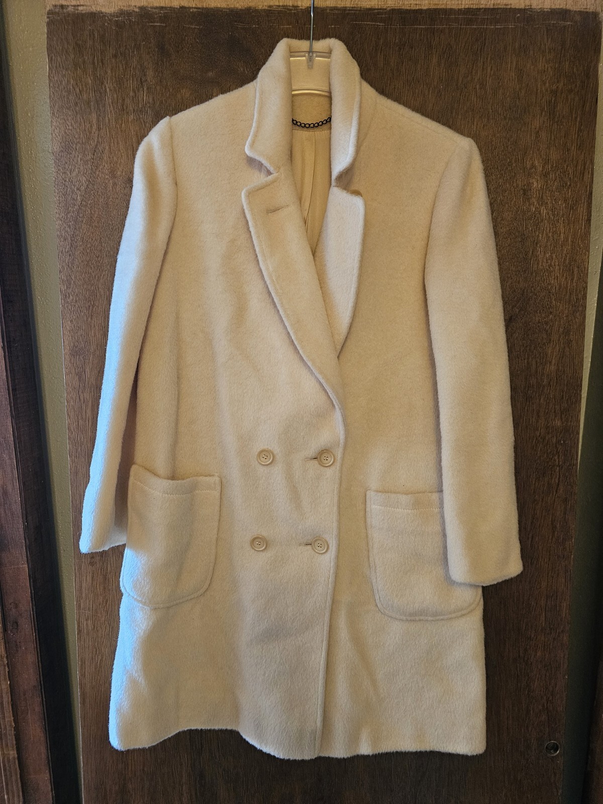 Vintage Stevens Forstmann Trench Coat Wool Mohair Tan Cream