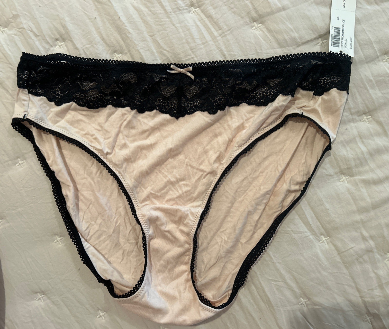 Soma Rayon From Bamboo Lace High Leg Brief Black Lace & Nude Size Large