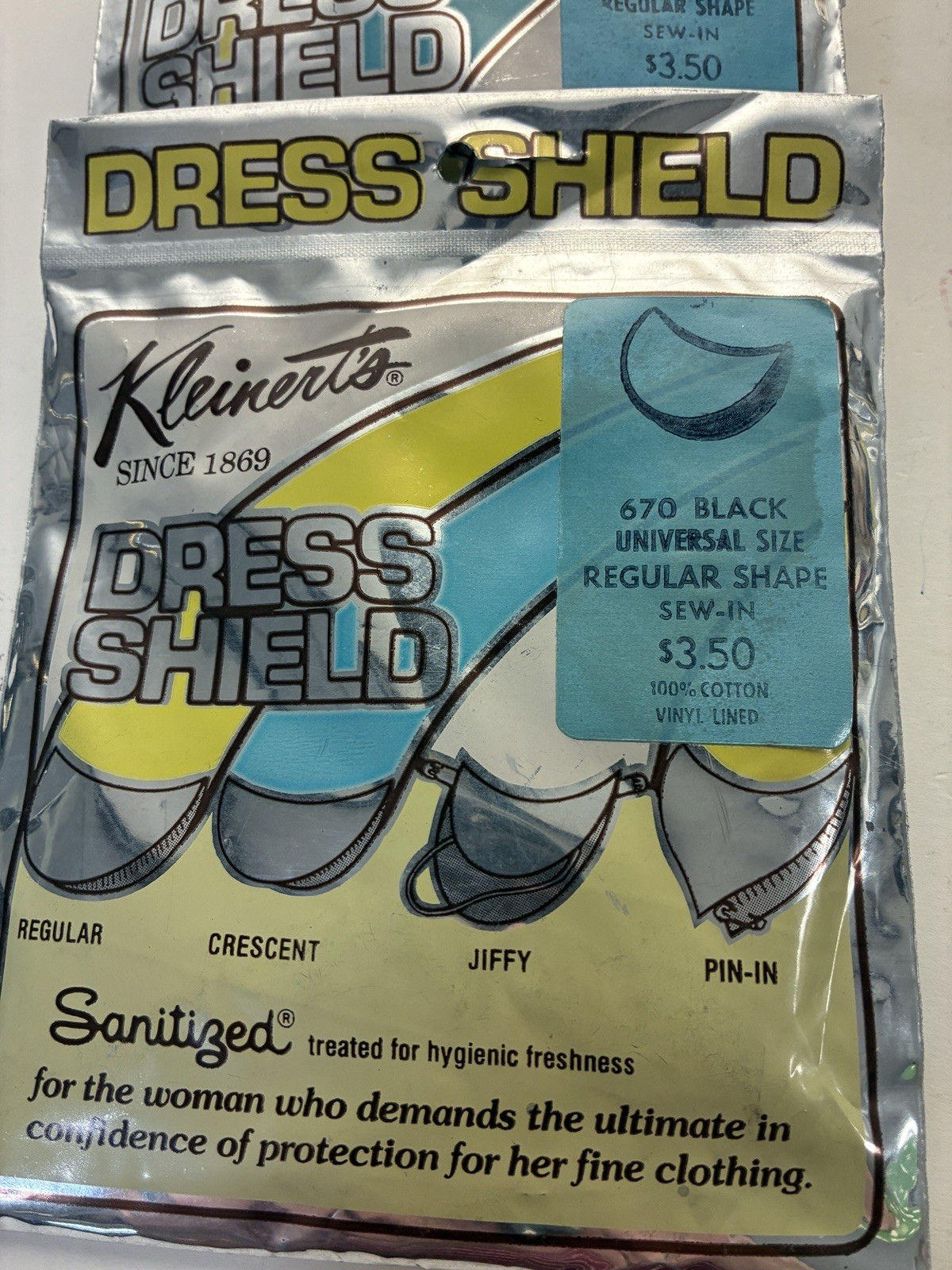 Vtg Kleinerts Dress Shield 670 Universal Regular Sew-In NIP – 2 white 1 black
