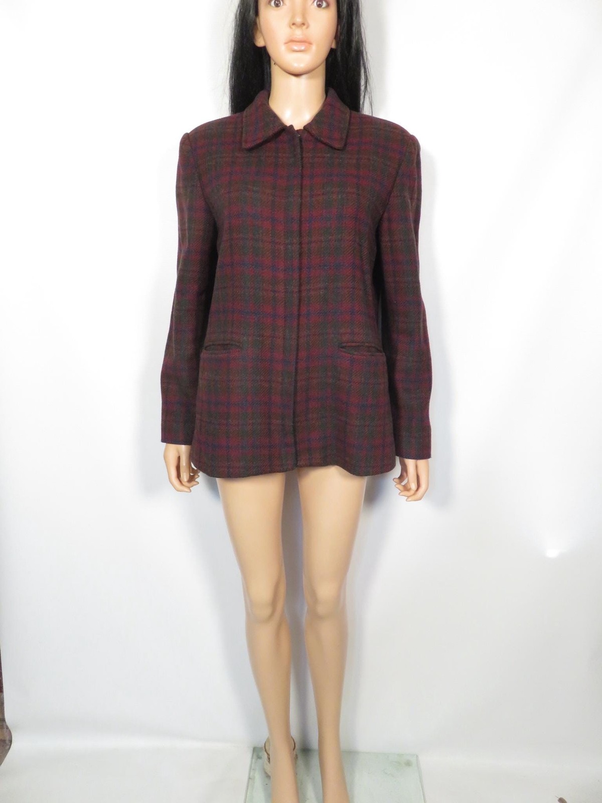 Vintage 90s Plaid Wool Blend Mid Weight Jacket Size M/L