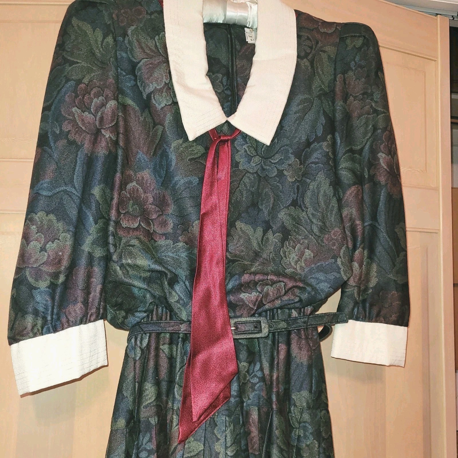 Vintage Act 1 Floral Prairie Long Sleeve Dress 9/10 Belted (3 Piece)