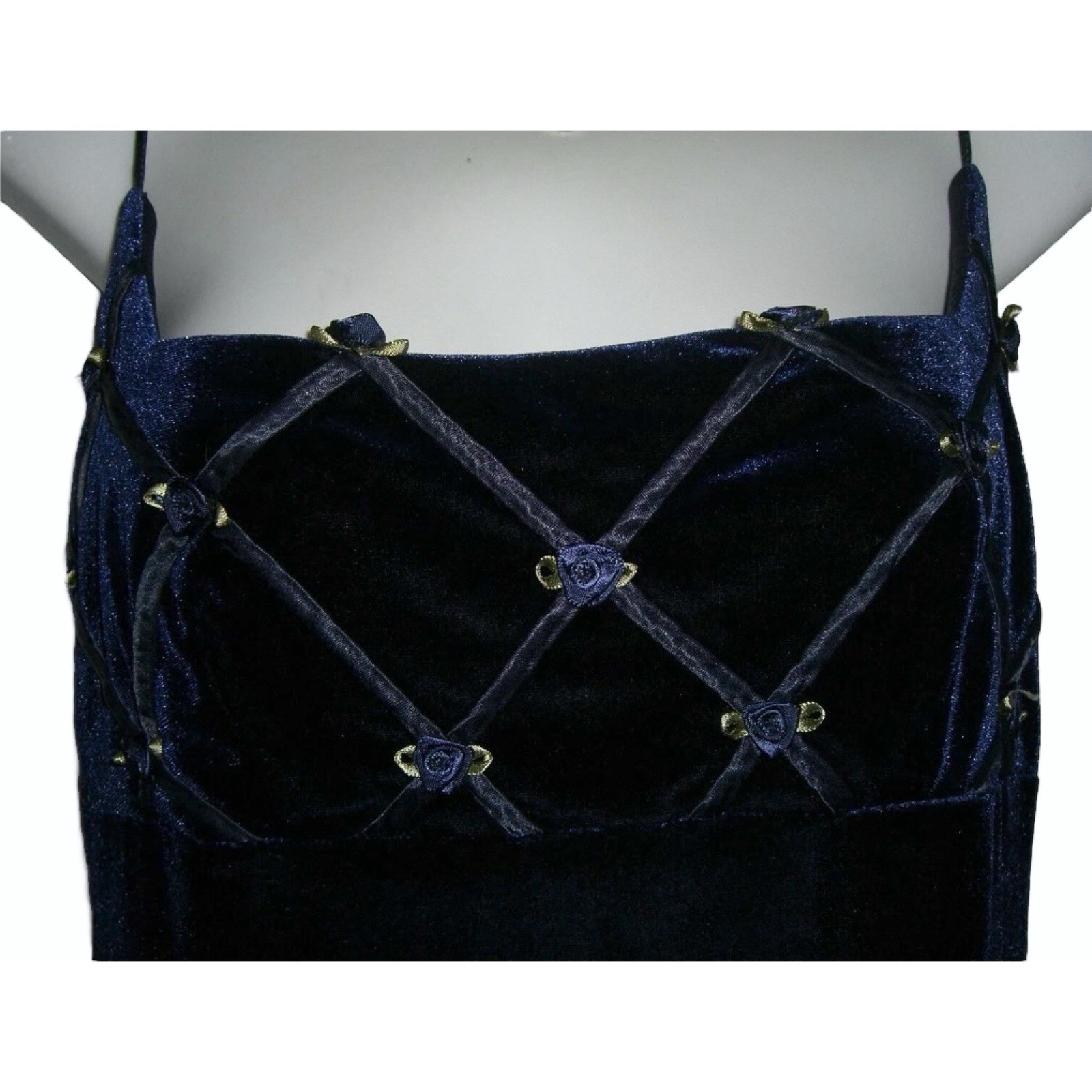 Steppin Out Vtg 90’s Crushed Velvet Navy Blue Whimsigoth Fairy Grunge Goth y2k