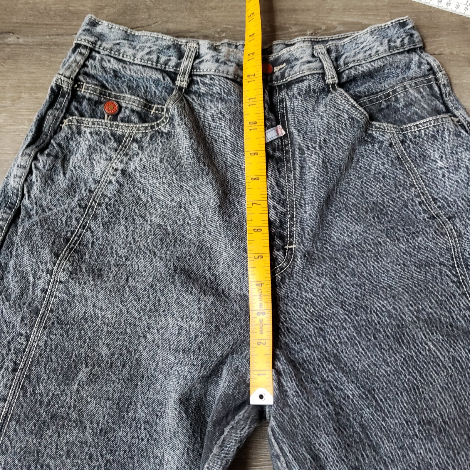 VTG 80s Gitano Black Acid Wash Tapered Jeans Sz 14 RUNS SMALL 27″W DISTRESSED